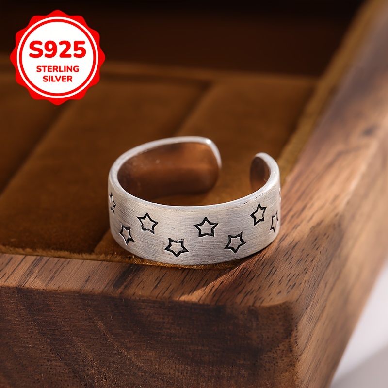 925 Silver Hypoallergenic Star Brushed Ring - Retro High End Index Finger Ring